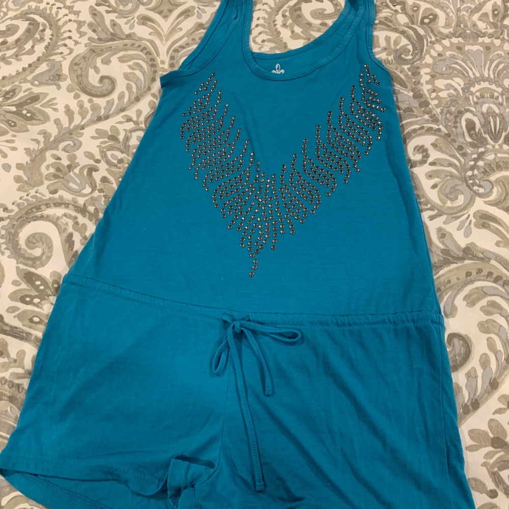 Blue studded romper